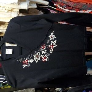 Emma James Black Floral Embroidered Sweater